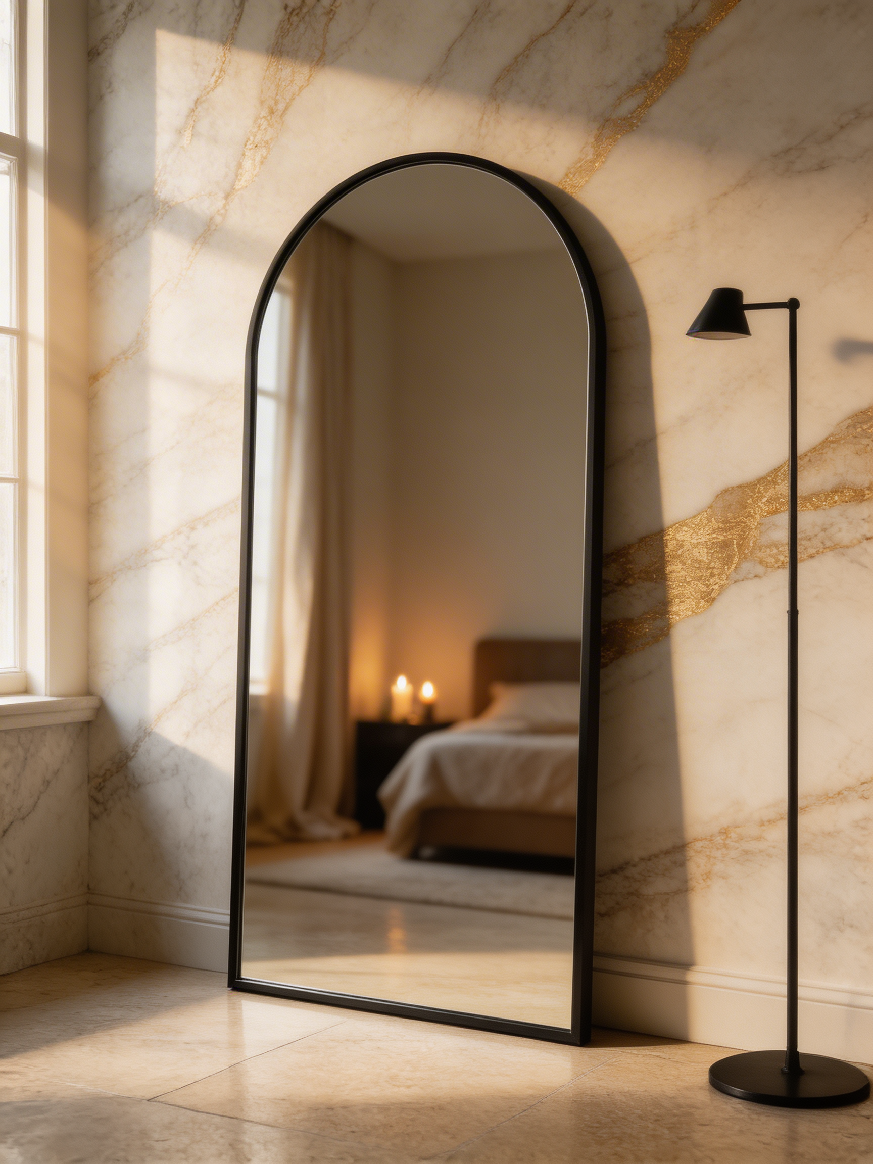 Maison Arch Floor Mirror – Black Frame