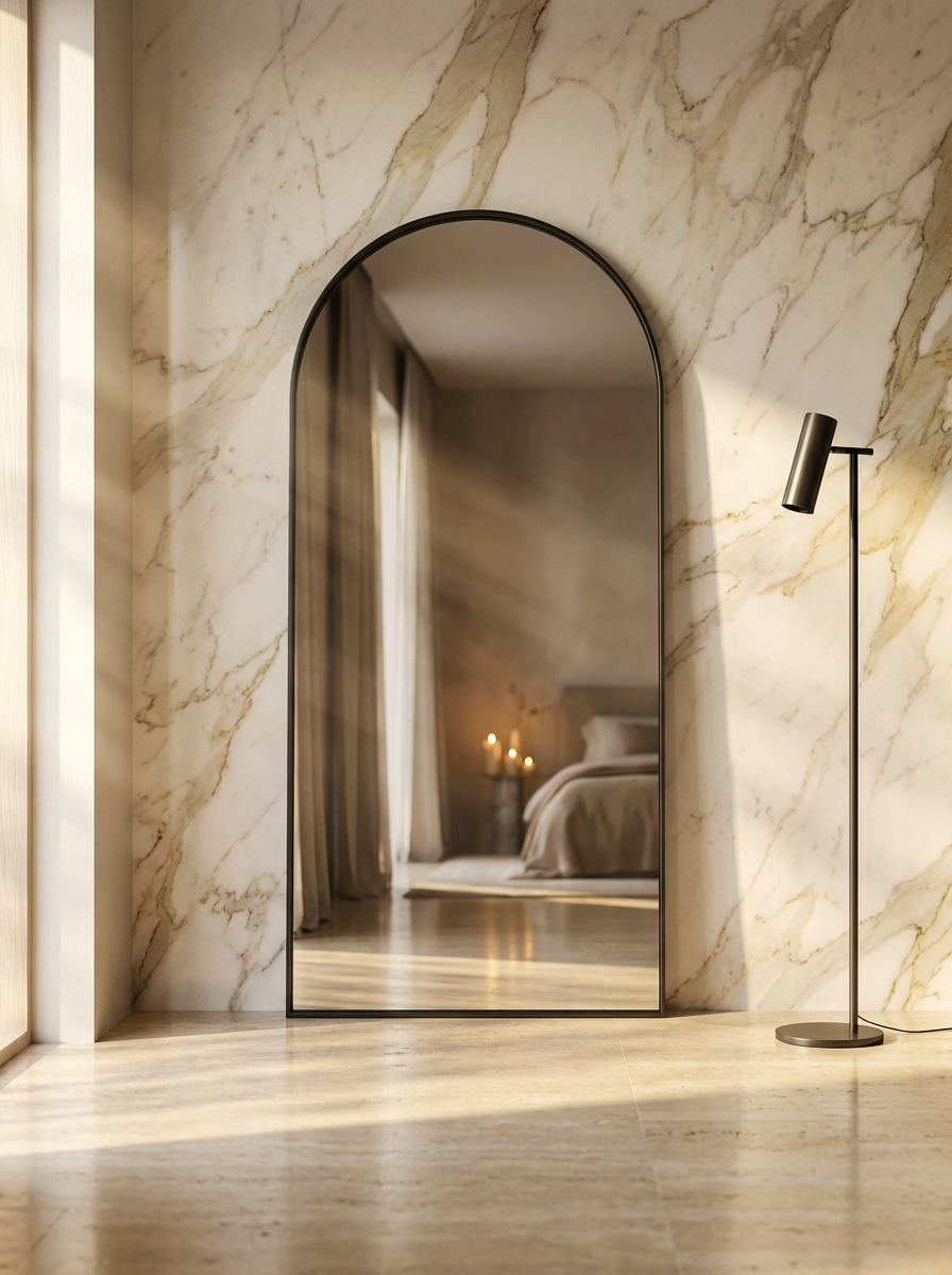 Maison Arch Floor Mirror – Black Frame