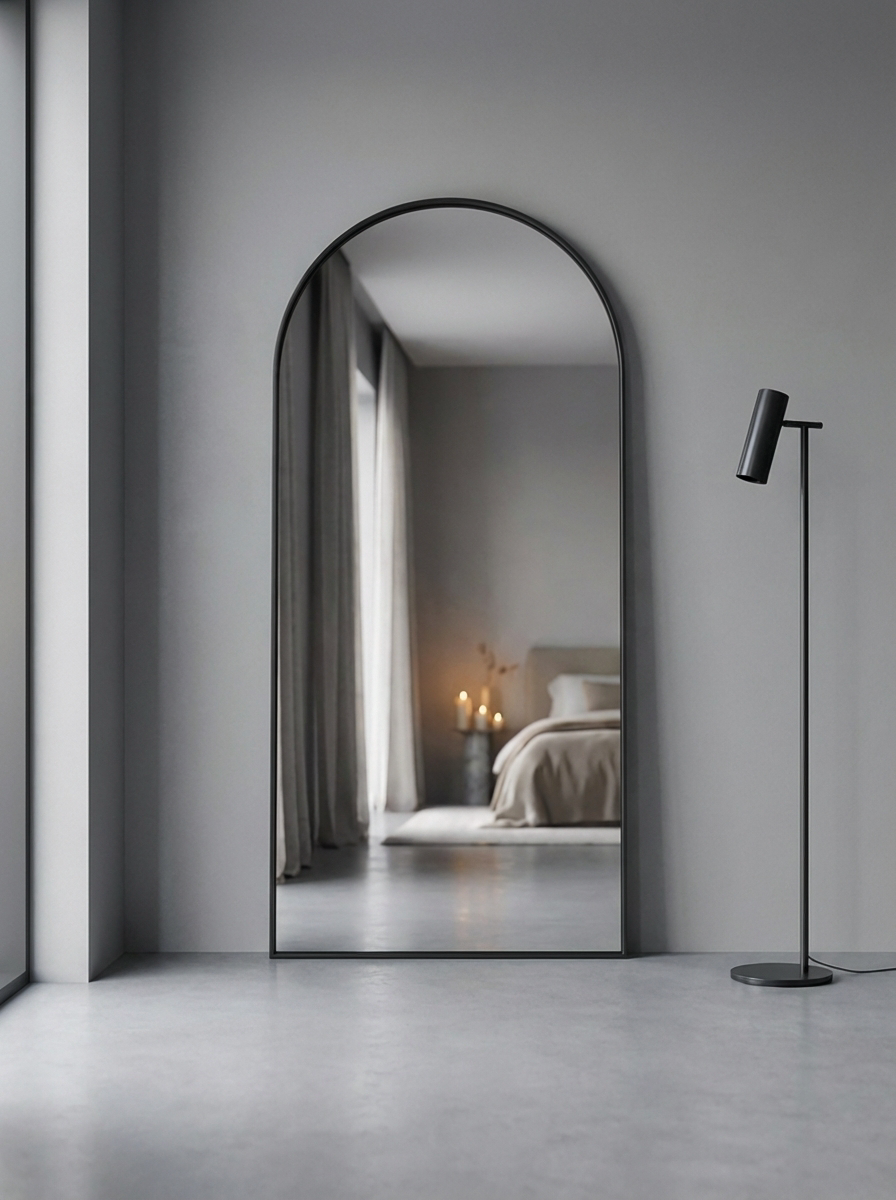 Maison Arch Floor Mirror – Black Frame
